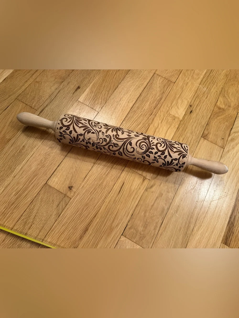 Goody Woody Embossed Wooden Rolling Pin - Decorative Floral Pattern